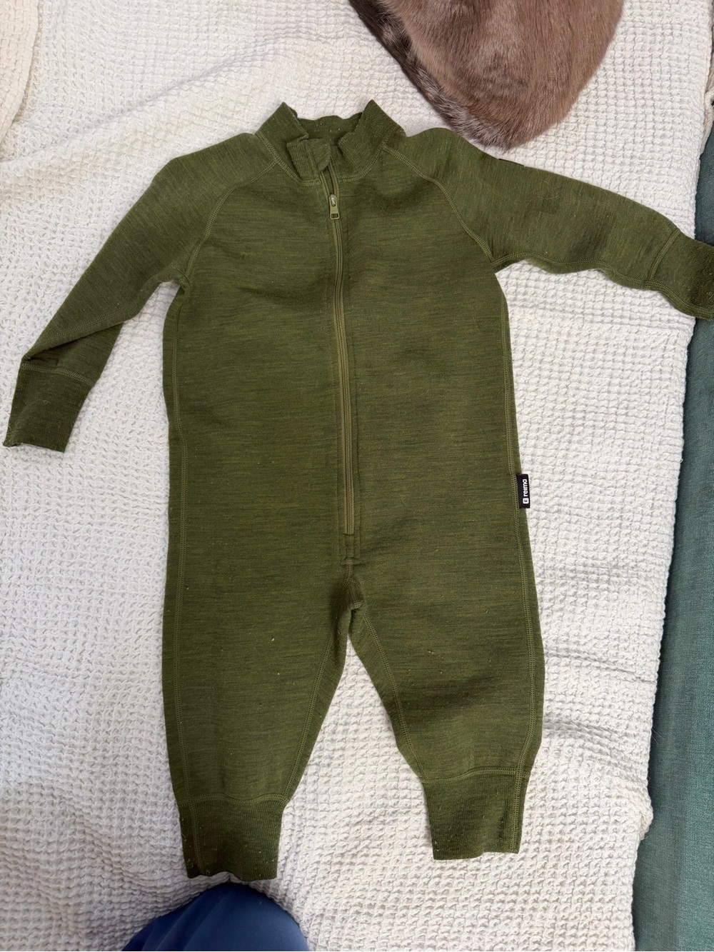 Reima merino Olive Green One-Piece Zip Romper